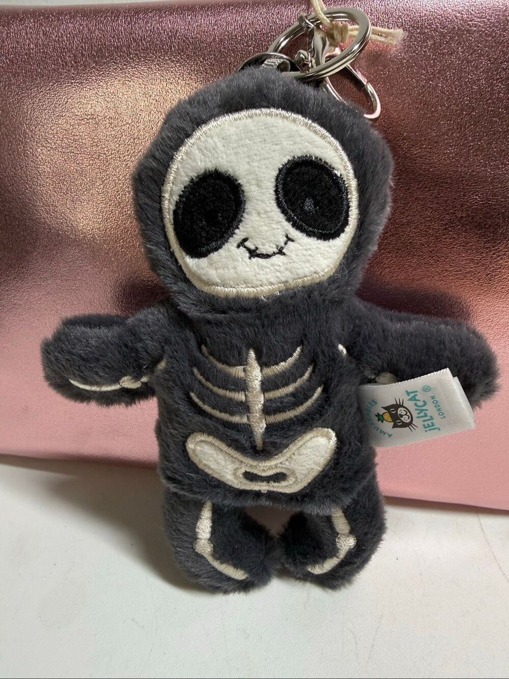 Jellycat Skeleton Bob Plush Keychain Bag Charm Cute Spooky Collectible NWT 2025